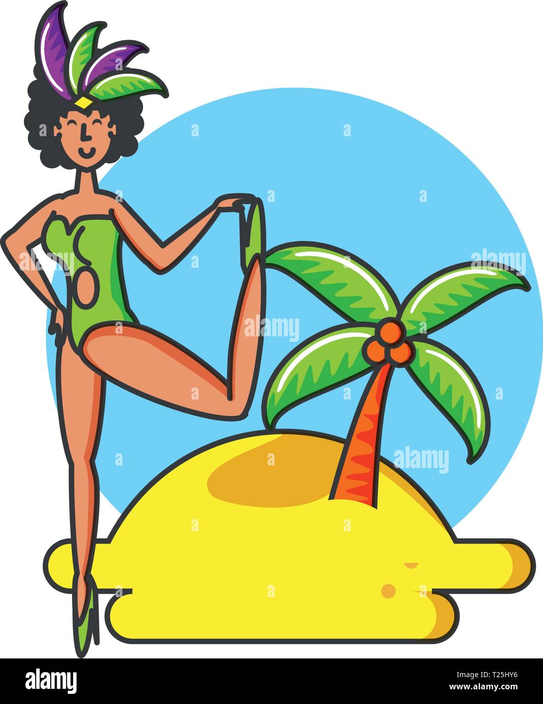 Frau brasilianische Tänzerin im Strand Vektor Illustration Design Stock Vektor