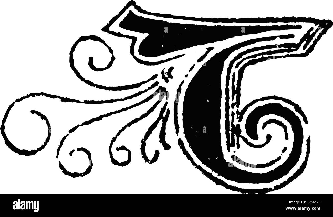 Vintage antik Zeichnung oder Gravur von dekorativen Großbuchstabe b mit Ornament oder Verschönerung rund um. Von Amerikaaufenthaltes des alten und neuen Testaments, Deutschland 1859. Stock Vektor