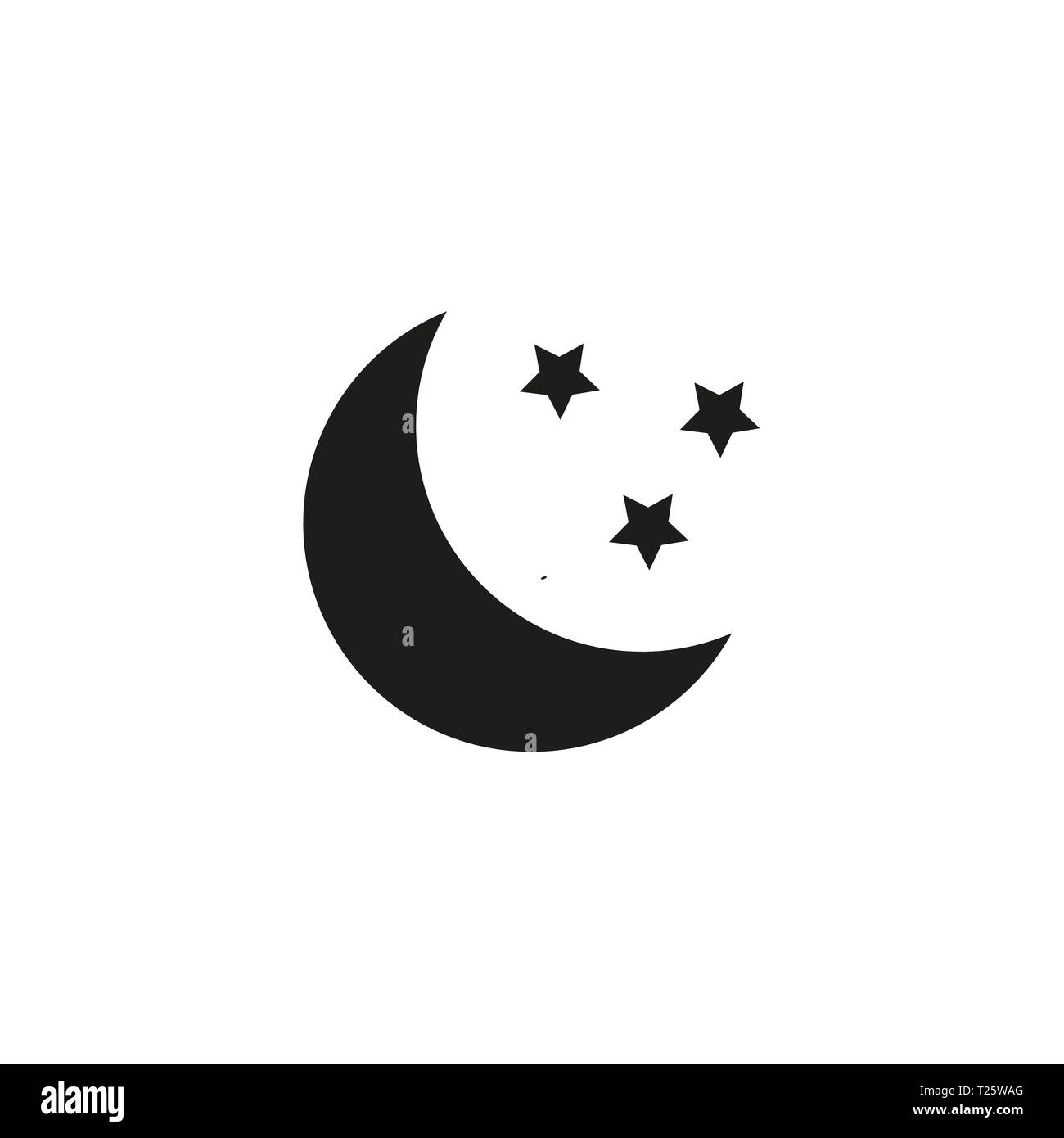 Mond und Sterne Symbol. Minimale Vector Illustration. Flache Bauform Stock Vektor