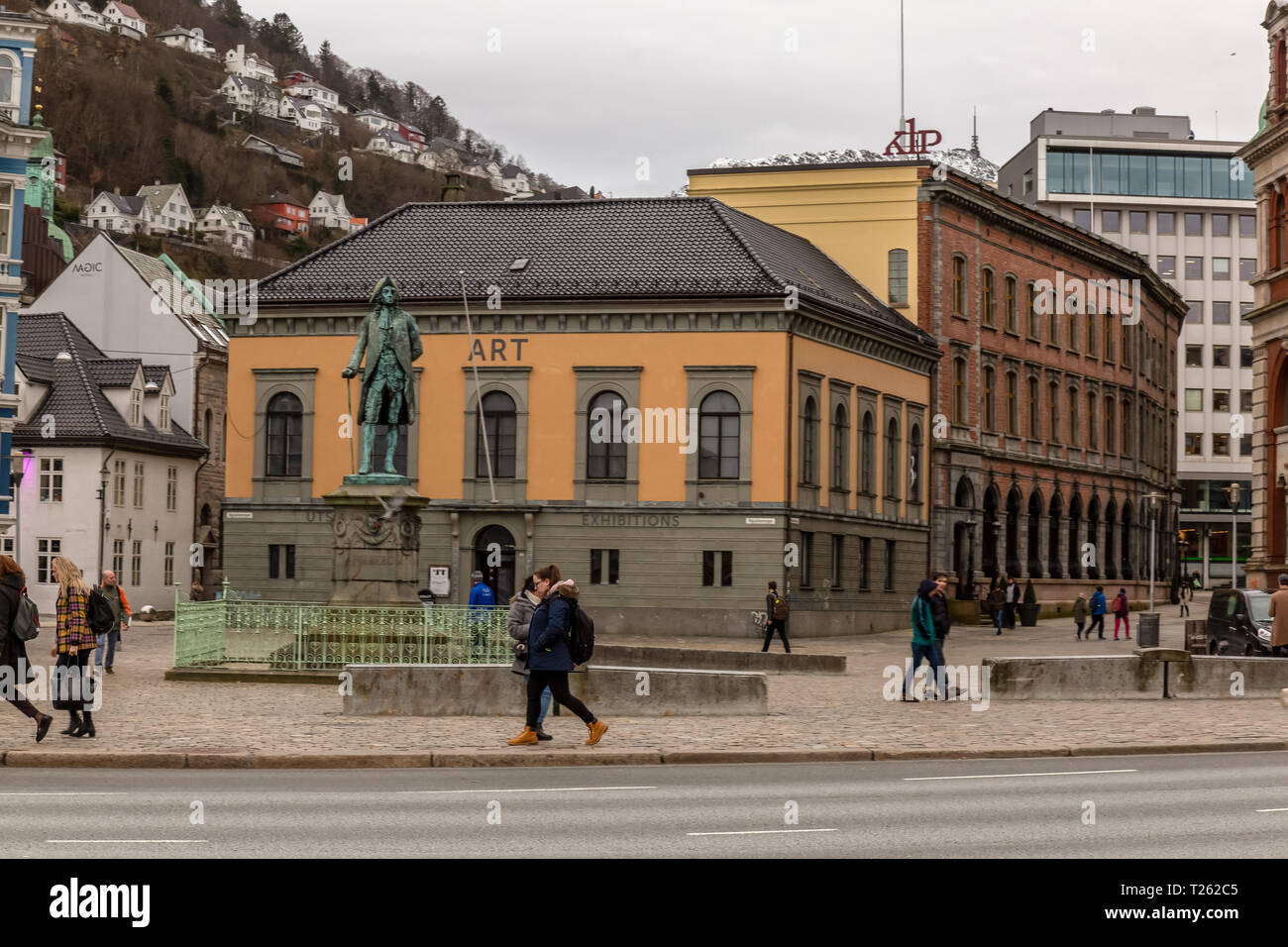 Kunstgalerie und Museum im Zentrum von Bergen in Norwegen. Stockfoto