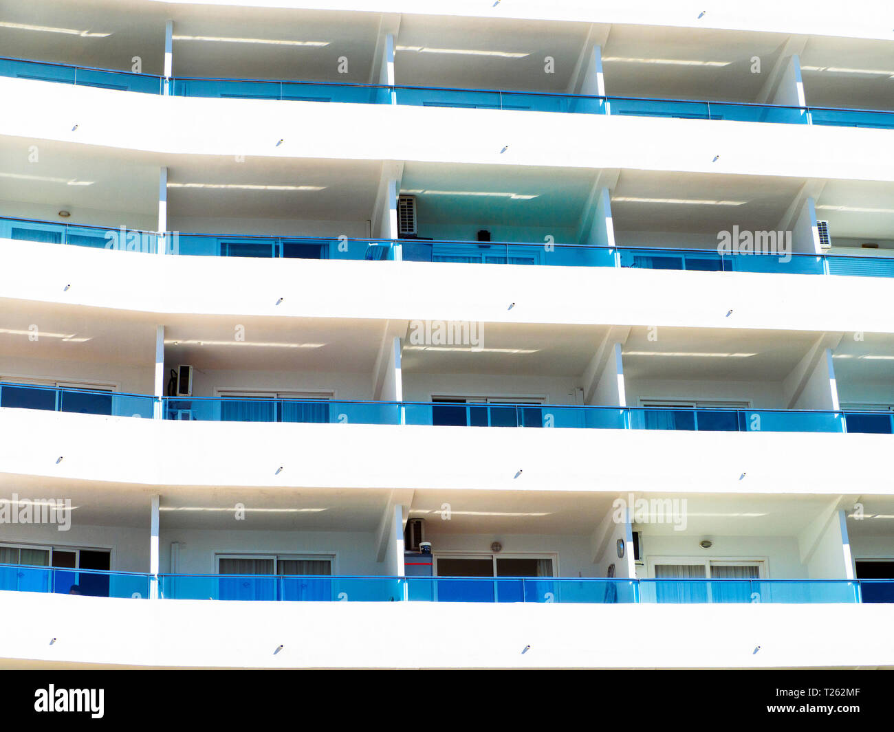 Hotel Balkone in Santa Ponsa - Balearen, Spanien Stockfoto