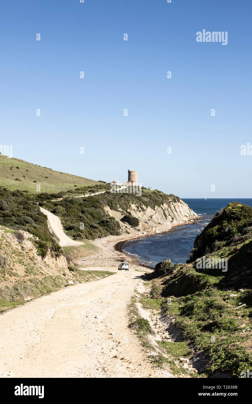 Spanien, Tarifa, Parque Natural del Estrecho, Torre de Guadalmesi Stockfoto