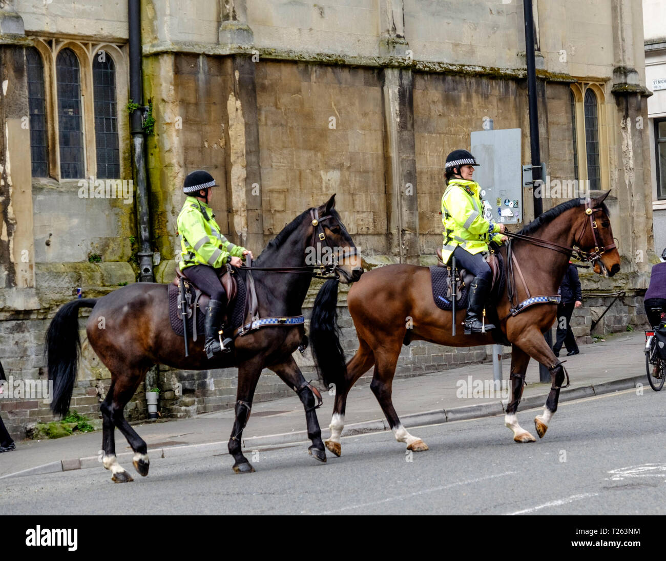 Die Polizei von Avon und Somerset Pferde. Bristol City Centre Stockfoto