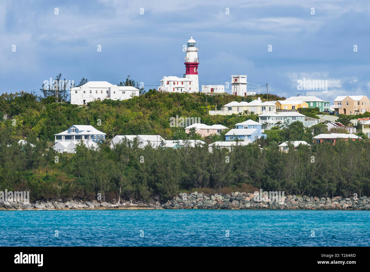 Bermuda, St. David's Island, St. David's Leuchtturm von Turtle Beach gesehen Stockfoto