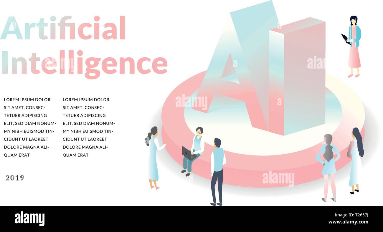 Künstliche Intelligenz Konzept. isometrische 3D-Abbildung. moderne technik Hintergrund. Vector EPS 10. Stock Vektor