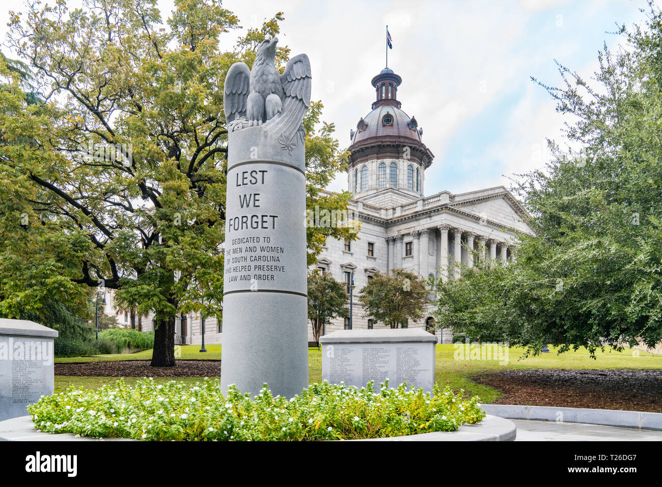 Columbia, SC - November 2, 2018: South Carolina Gesetzdurchführungoffiziere Denkmal auf dem Gelände des Capitol in Kolumbien Stockfoto