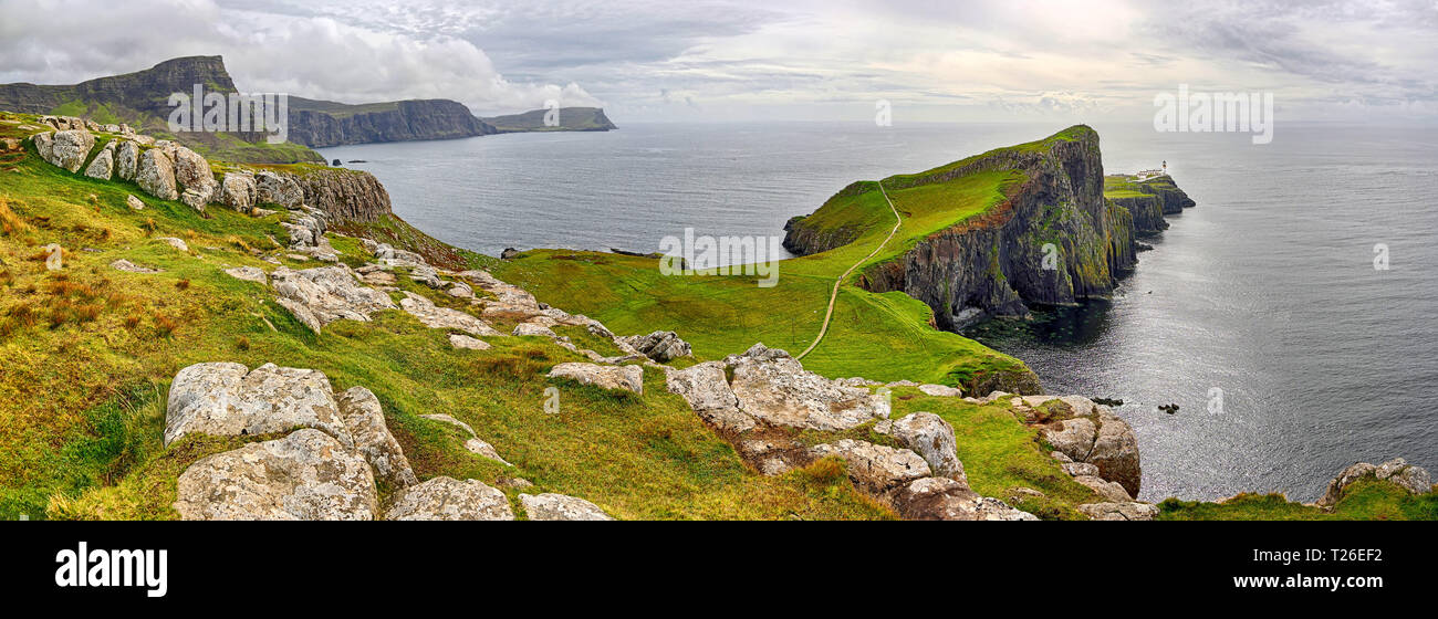 Leuchtturm am Neist Point (Isle of Skye, Schottland) Stockfoto