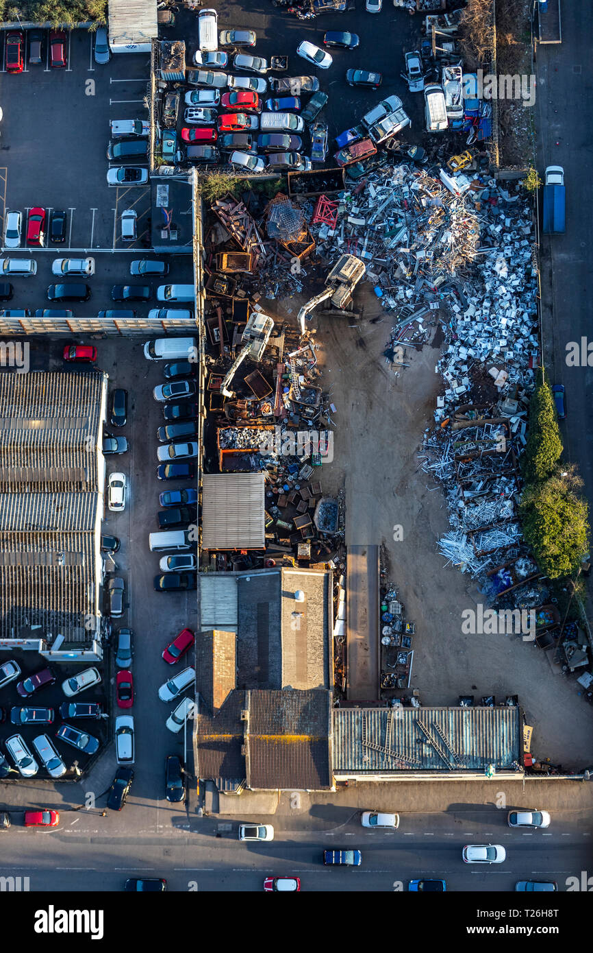 Manor Schrott Company Ltd. Fahrzeug Recyclern und demontagebetriebe. Bristol aus der Luft. Stockfoto