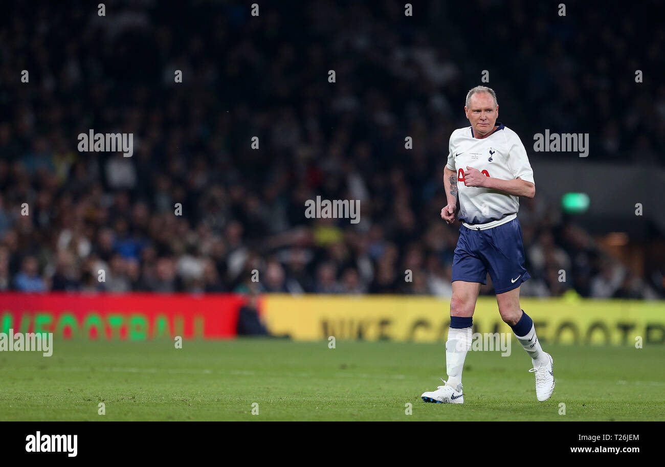 Tottenham Hotspur Paul Gascoigne in Aktion während der legenden Test event Match bei Tottenham Hotspur Stadium, London. Stockfoto