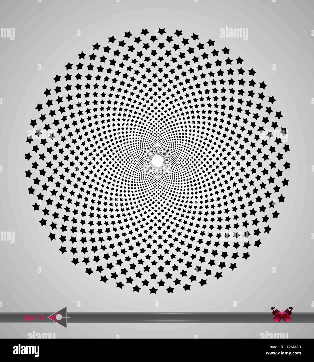 Vector schwarz und weiße Spirale Kreise Swirl abstrakte Runde optische Täuschung. Abstrakte geometrische Hintergrund Design. Stock Vektor