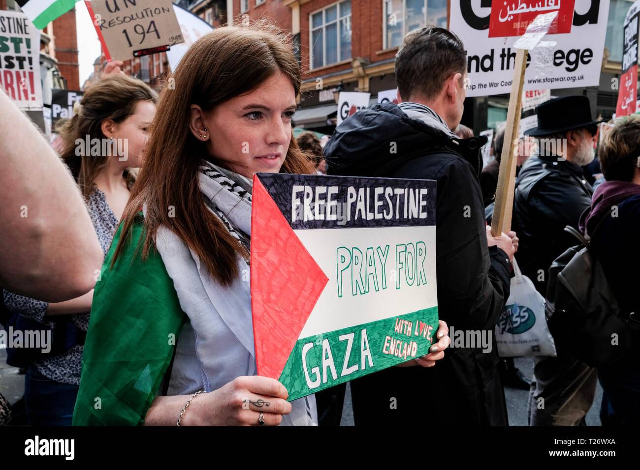 London, Vereinigtes Königreich. Am 30. März 2019. Kundgebung für Palästina in London, Großbritannien, 30. März 2019 Credit: Rokas Juozapavicius/Alamy leben Nachrichten Stockfoto