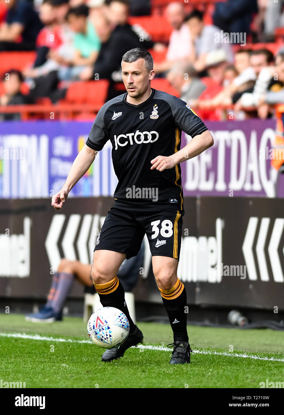 Das Tal, London, England, UK. Am 30. März 2019. Paul Caddis von Bradford City während der efl Sky Bet Liga 1 Übereinstimmung zwischen Charlton Athletic und Bradford City im Valley, London, England am 30. März 2019. Foto von Adamo di Loreto. Nur die redaktionelle Nutzung, eine Lizenz für die gewerbliche Nutzung erforderlich. Keine Verwendung in Wetten, Spiele oder einer einzelnen Verein/Liga/player Publikationen. Credit: UK Sport Pics Ltd/Alamy leben Nachrichten Stockfoto