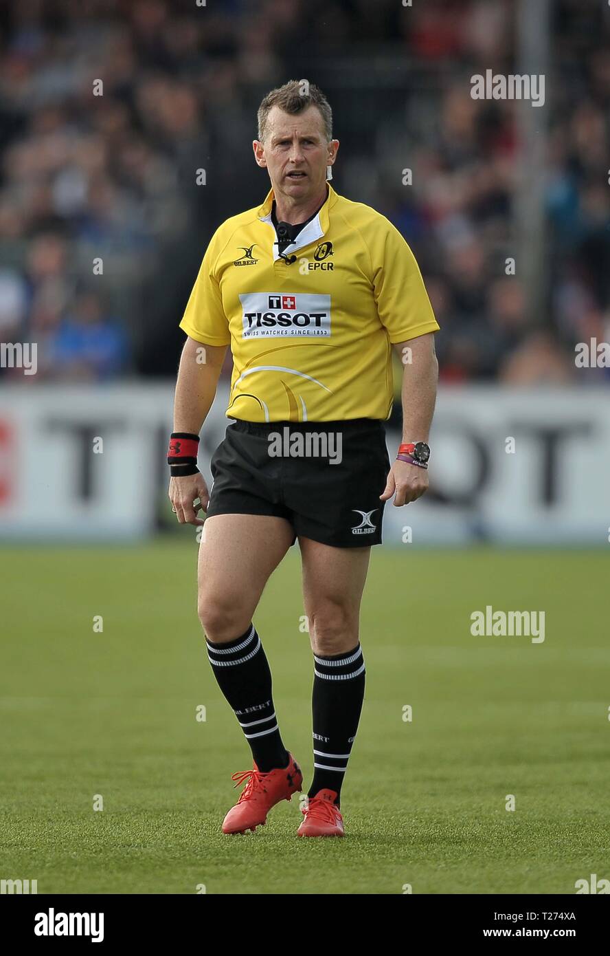 London, Großbritannien. Am 30. März 2019. Nigel Owens (Schiedsrichter). Sarazenen v Glasgow Warriors. Viertelfinale. Heineken Champions Cup. Allianz Park. London. UK. 30.03.2019. Credit: Sport in Bildern/Alamy leben Nachrichten Stockfoto