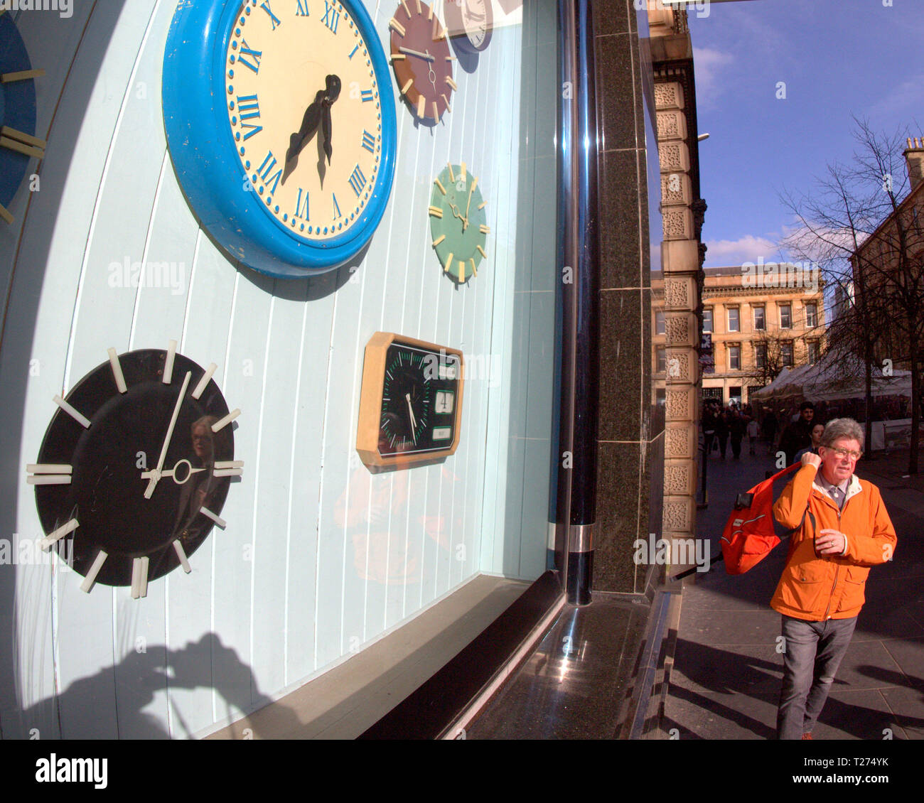 Glasgow, Schottland, Großbritannien, 30. März, 2019. Uhren weiter und die kultige Uhren der Stadt für die Änderung wird morgen eingestellt. Gerard Fähre / alamy Leben Nachrichten Stockfoto