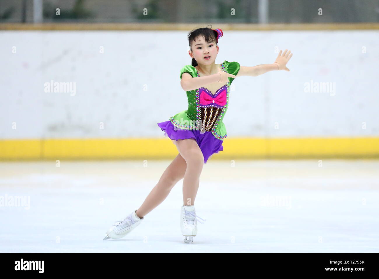 Kyoto, Japan. 30 Mär, 2019. Miu Tanaka, 30. MÄRZ 2019 - Eiskunstlauf: Alle Kansai Anfänger Eiskunstlauf Wettbewerb 2019 Anfänger A1 der Frauen Kür in Kyoto, Japan. Credit: Naoki Nishimura/LBA SPORT/Alamy leben Nachrichten Stockfoto