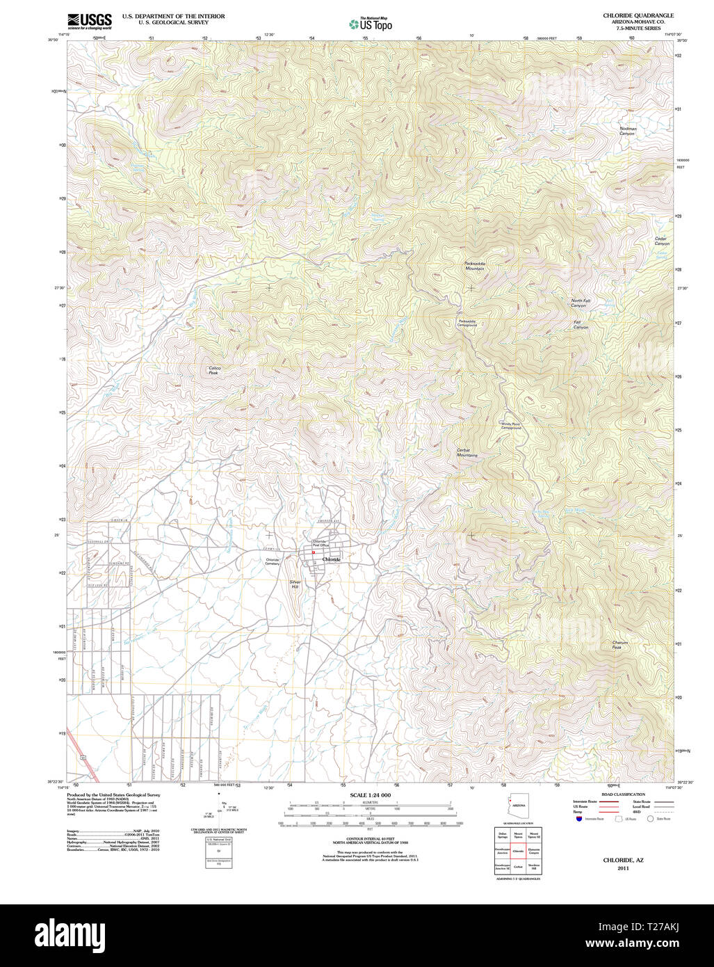 USGS TOPO Karte az Arizona Chloride 20111027 TM Wiederherstellung Stockfoto