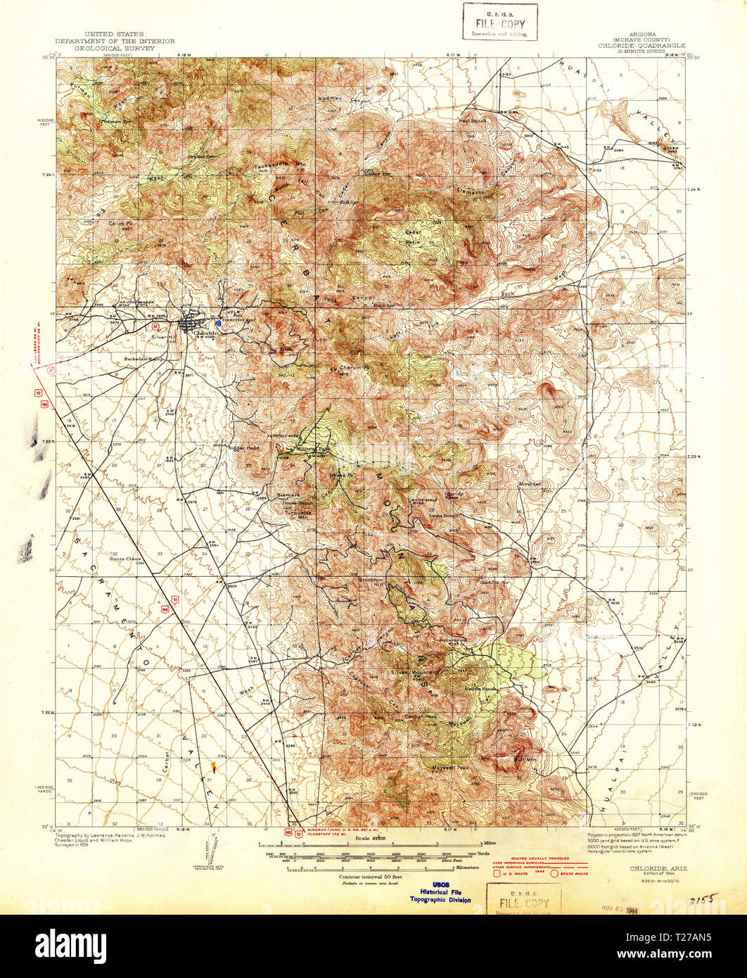 USGS TOPO Karte az Arizona Chlorid 314473 1944 62.500 Wiederherstellung Stockfoto