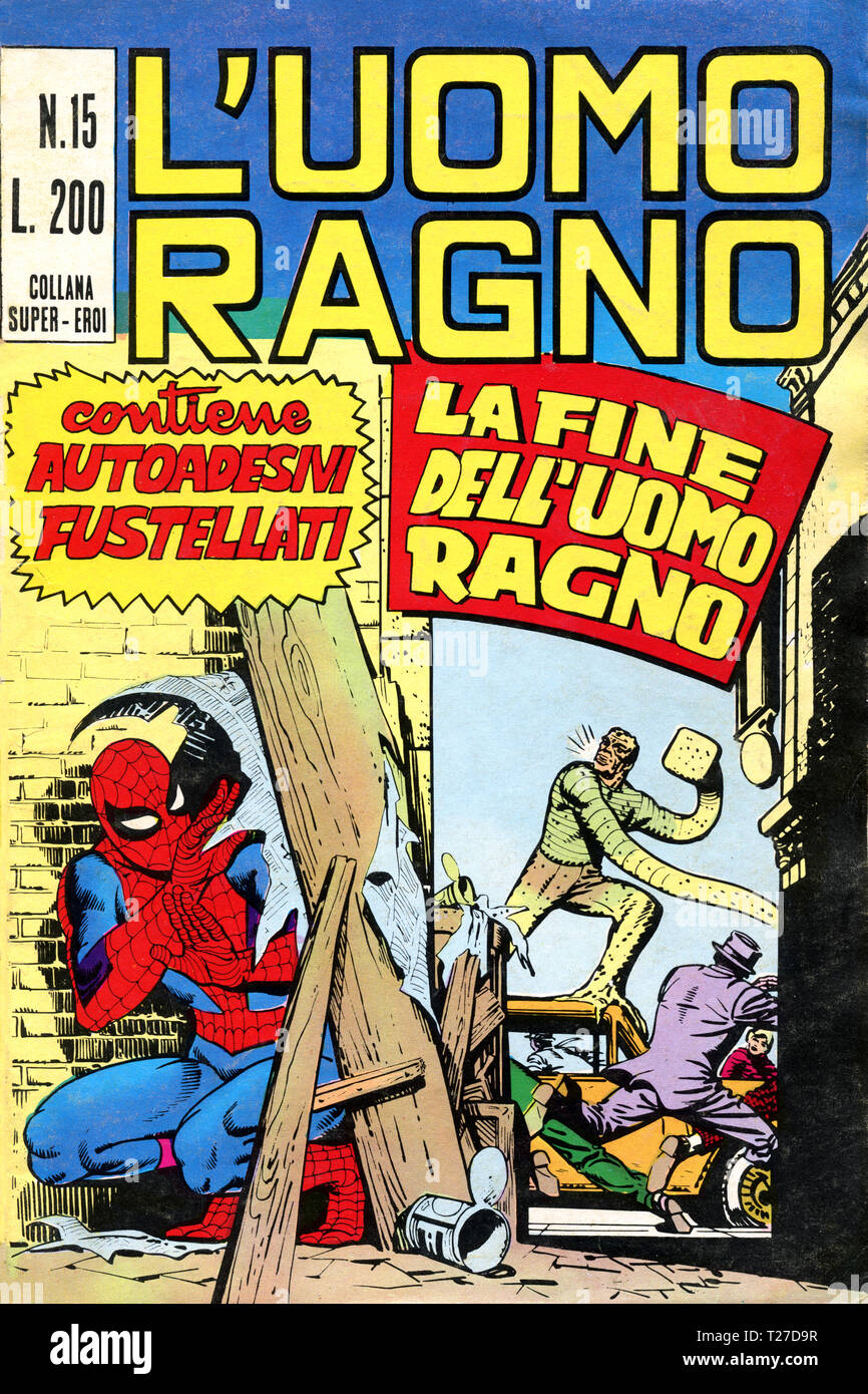 Italien - 1970: Erste Ausgabe des Comic Marvel Bücher, Deckel des Amazing Spider-Man, L'Uomo Ragno Stockfoto