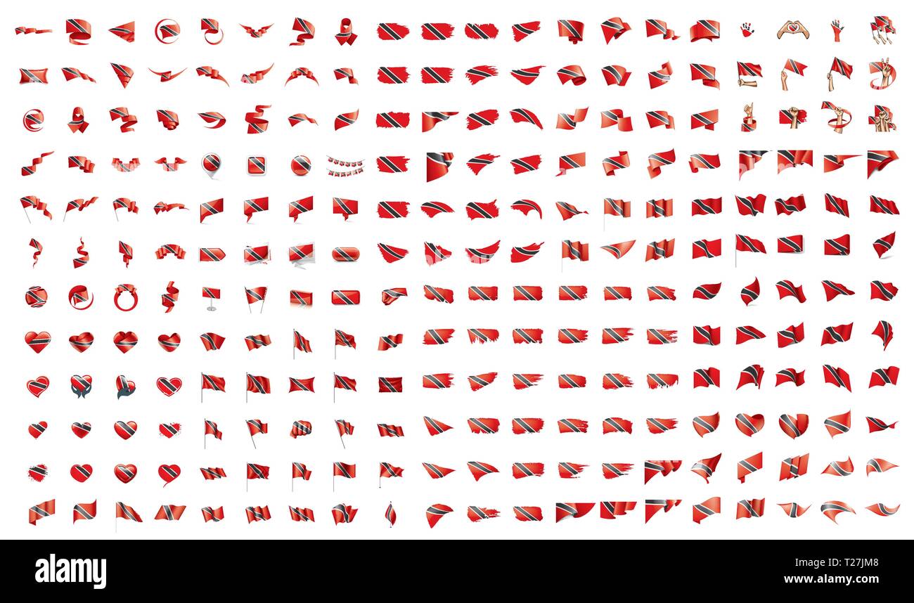 Sehr große Sammlung von Vektor Flagge von Trinidad und Tobago Stock Vektor