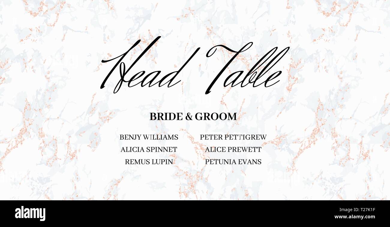 Head Table Braut und Bräutigam Vorlage Karte Stock Vektor