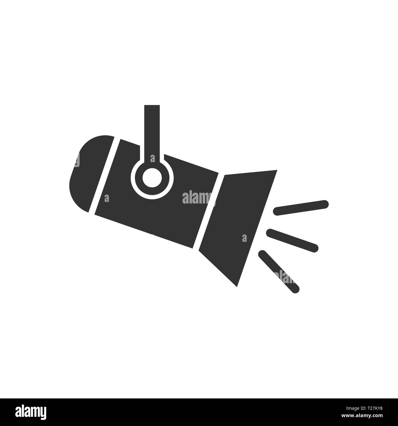 Symbol "Spotlight" im flachen Stil. Lampe Vector Illustration auf weißem Hintergrund isoliert. Taschenlampe Geschäftskonzept. Stock Vektor