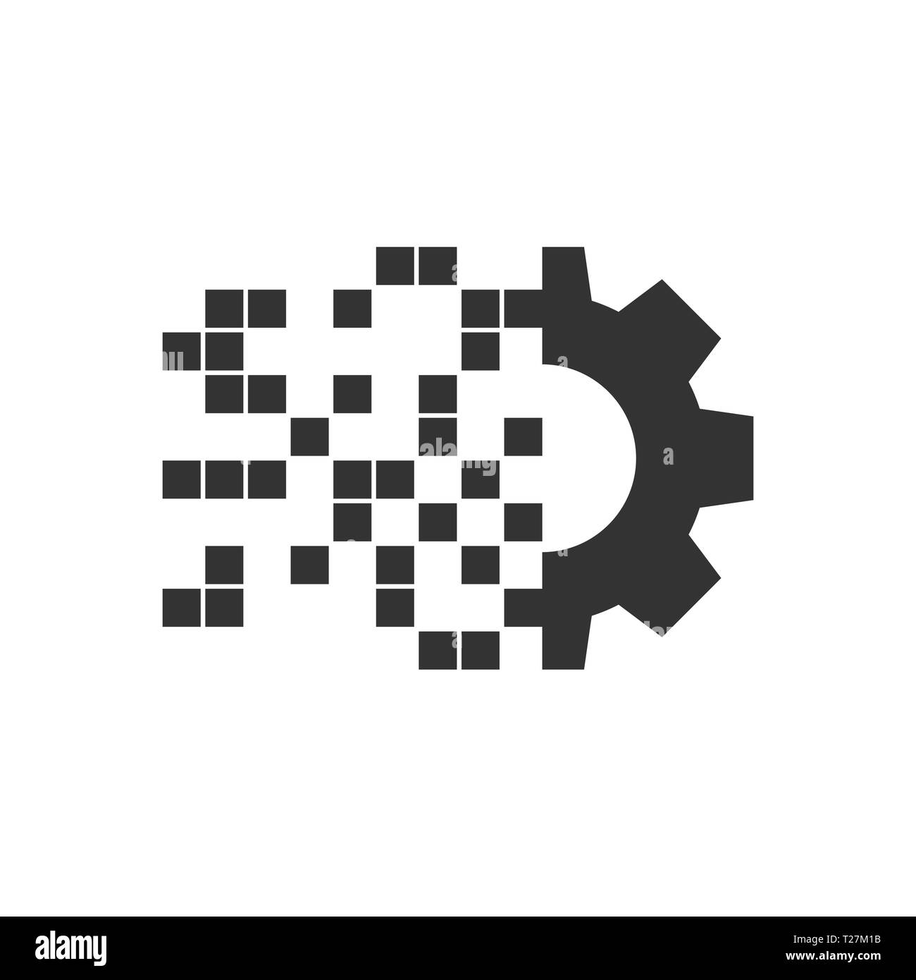 Digitale Zahnradsymbol in flacher Stil. Cog Vector Illustration auf weißem Hintergrund isoliert. Techno rad Geschäftskonzept. Stock Vektor