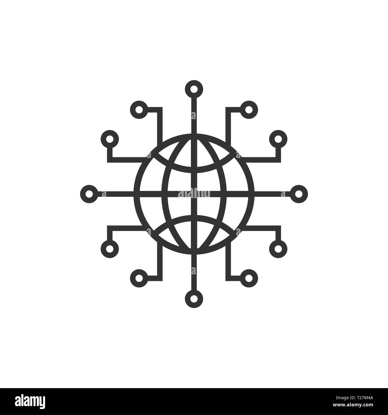 Globales Netzwerk Symbol im flachen Stil. Cyber Welt Vector Illustration auf weißem Hintergrund isoliert. Erde Geschäftskonzept. Stock Vektor