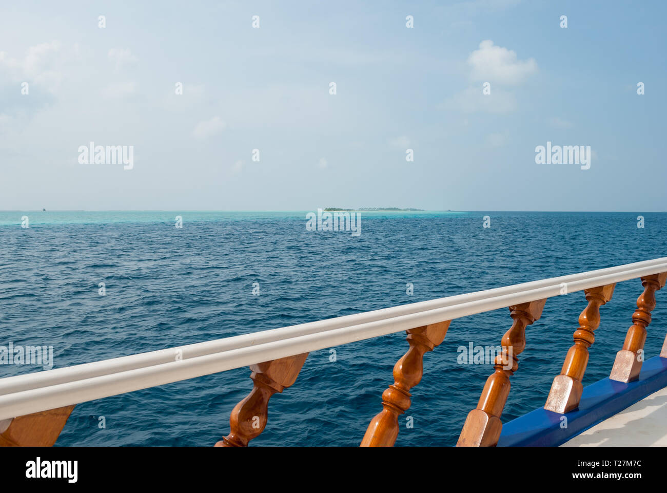 Schiff Geländer auf ein Taucher Boot oder Schiff, Malediven Stockfoto