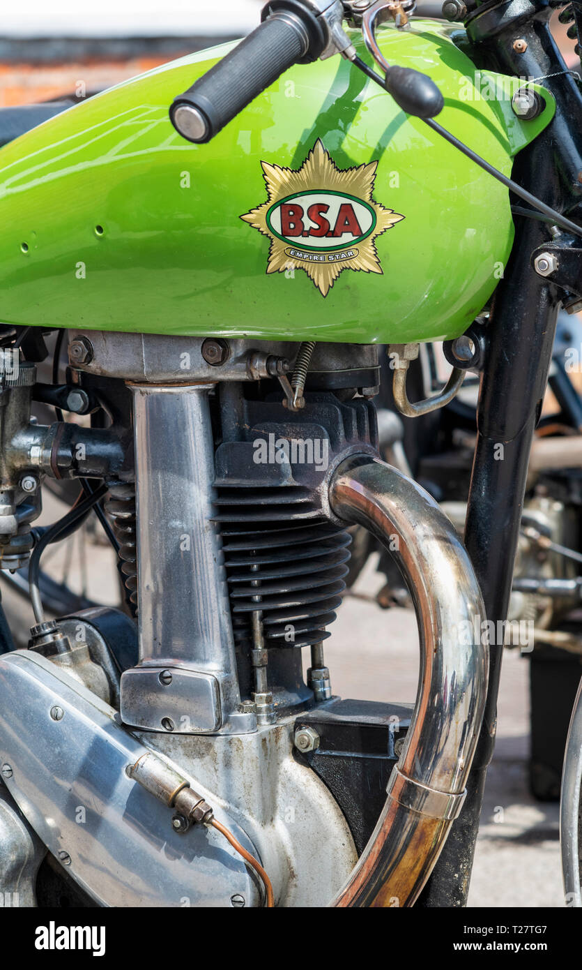 1937 BSA M23 Empire Star 500 cc Replica racing Motorrad in Brooklands, Weybridge, Surrey, England Stockfoto