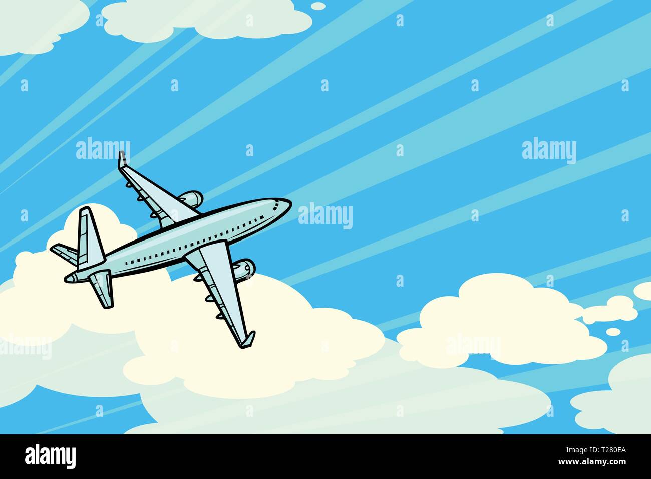 Das Flugzeug fliegt in den Wolken. Luftverkehr Luftverkehr Stock Vektor