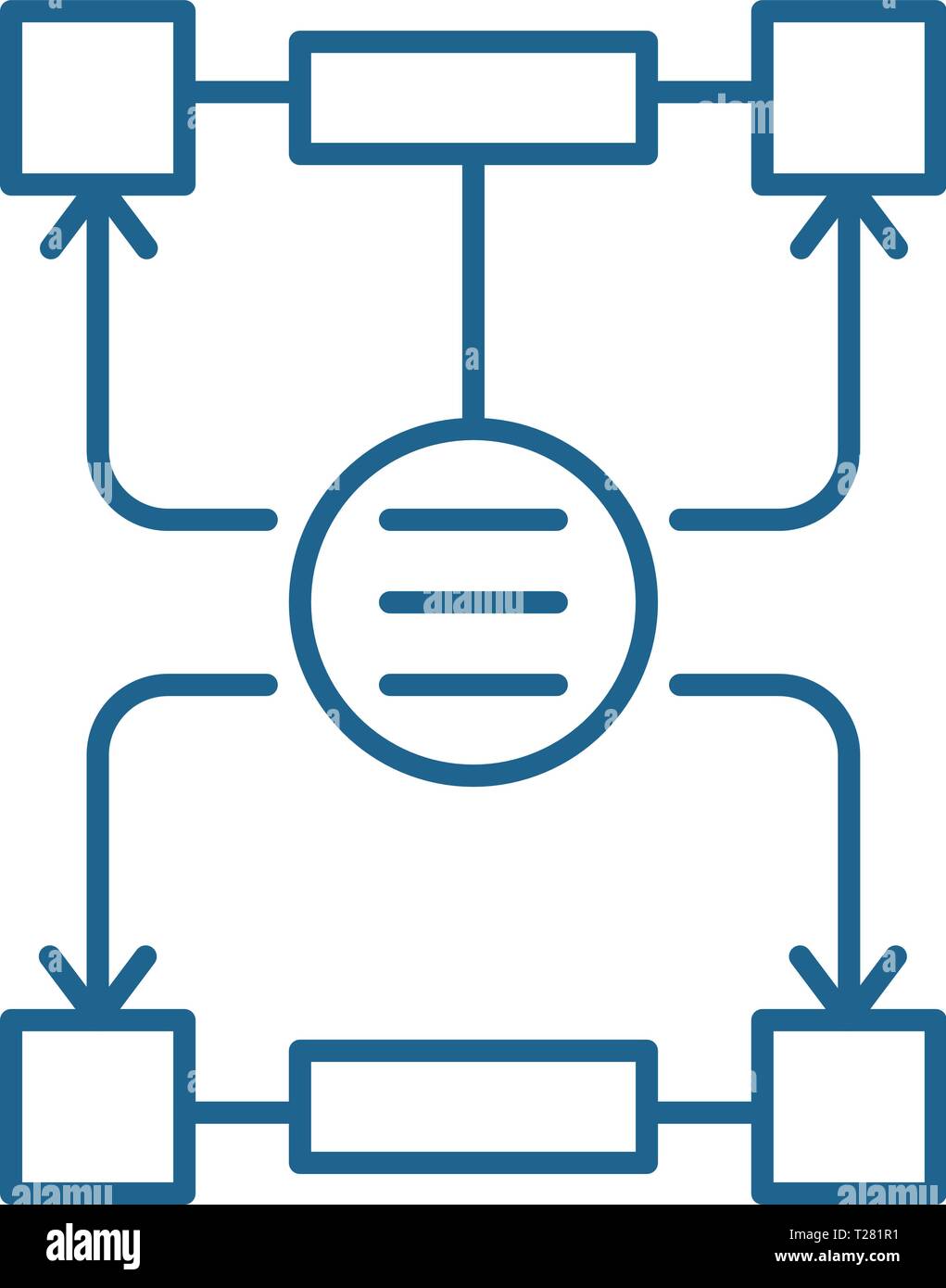 Der Algorithmus der Entscheidungen Symbol Leitung Konzept. Der Algorithmus der Entscheidungen flachbild Vektor Symbol, Zeichen, umriss Abbildung. Stock Vektor