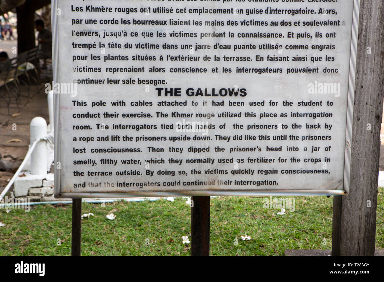 Sünden am S21 S21 Tuol Sleng Genozidmuseum, Phnom Penh, Kambodscha. Stockfoto