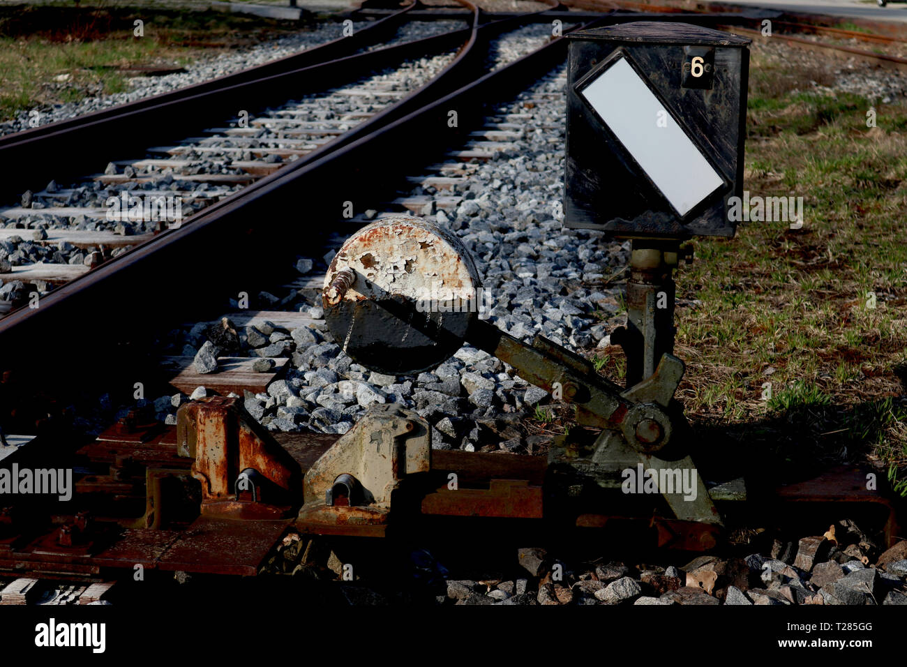 Rail Track mit switchman Stockfoto