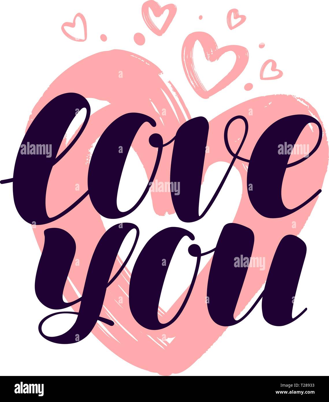 Liebe dich, hand Schrift. Valentine, Kalligraphie Vector Illustration Stock Vektor