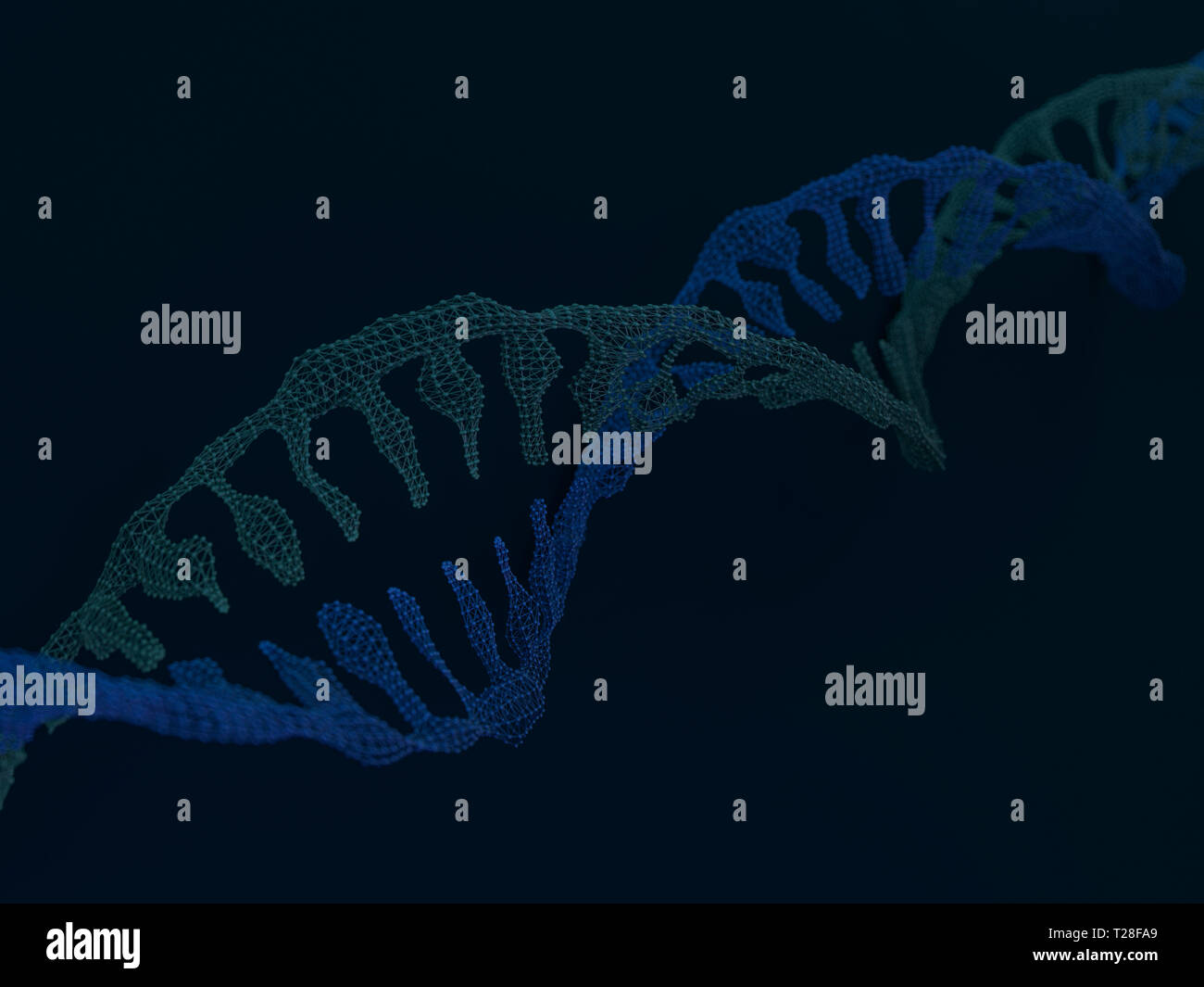 DNA-Kette. Abstrakten wissenschaftlichen Hintergrund. Schöne Illustration. Biotechnologie, Biochemie, Genetik und Medizin Konzept. 3D-Rendering Stockfoto