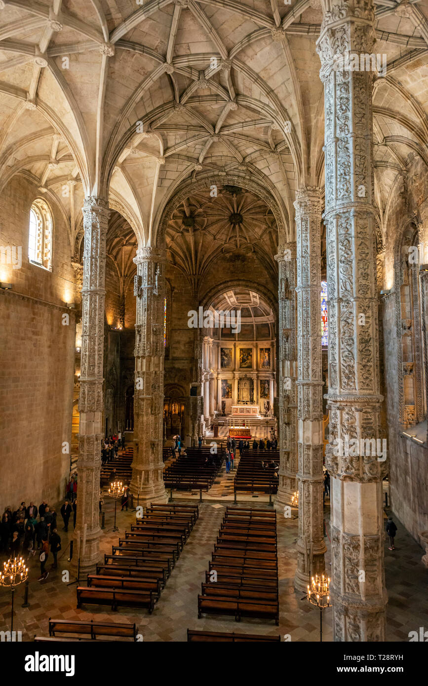 Kirche Santa Maria in das Jerónimos Kloster in Belem, Lissabon, Portugal Stockfoto