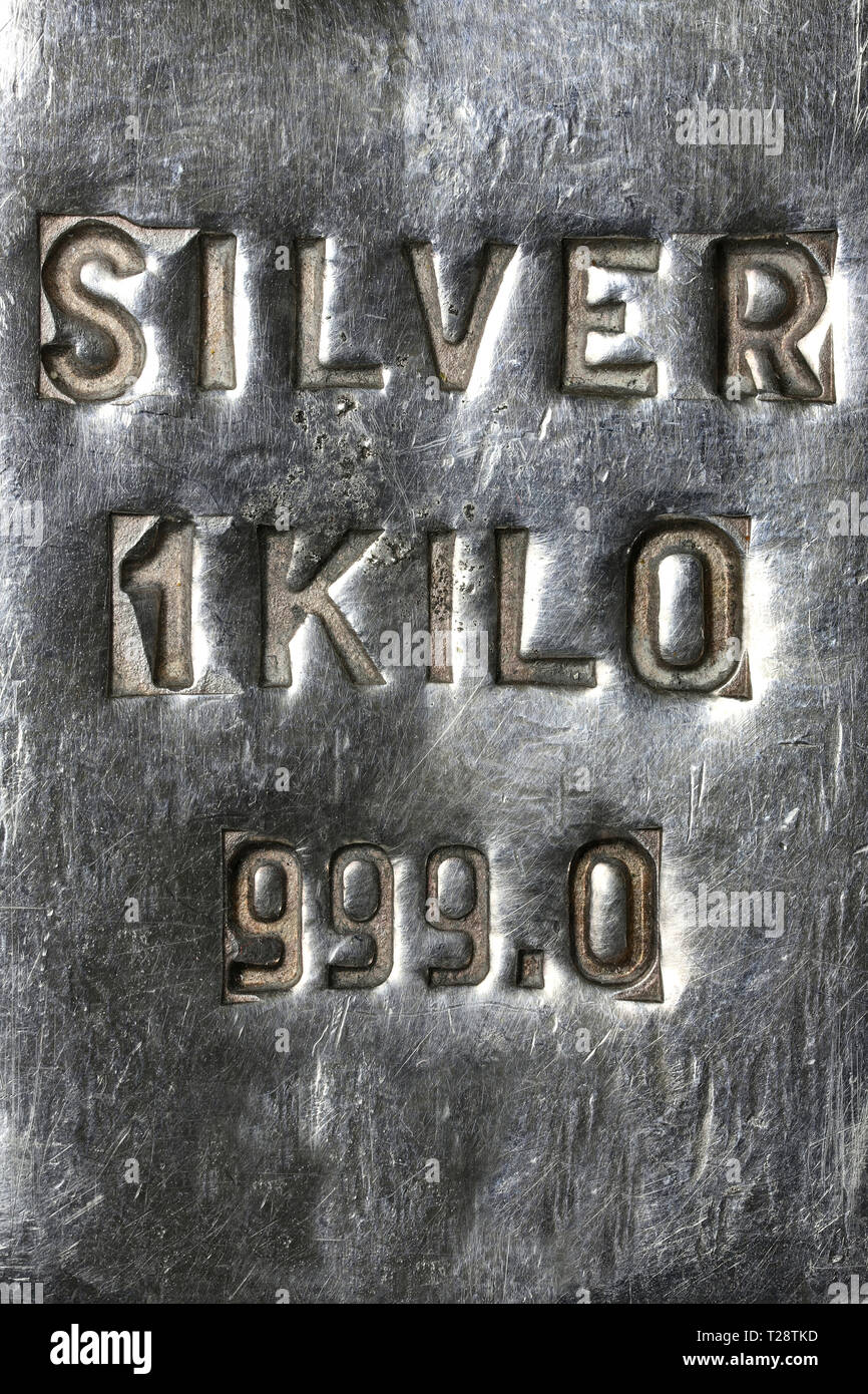 1 Kilo feinsilber 999 bar Stockfoto