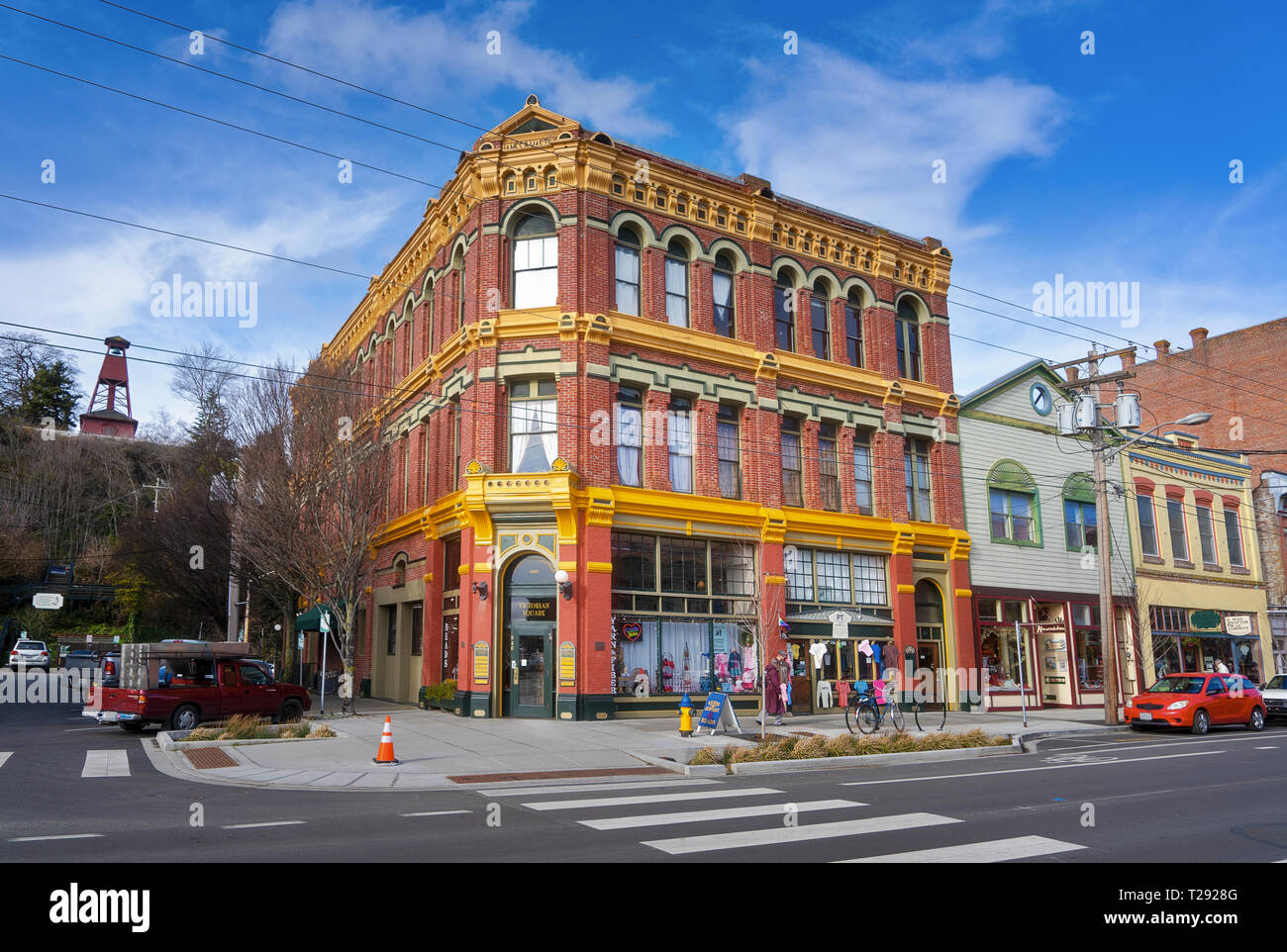 Port Townsend ist eine viktorianische Hafenstadt in Washington. Stockfoto