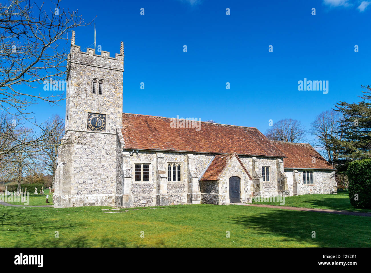 Der hl. Laurentius Kirche in Stratford sub Castle in der Nähe von Salisbury, Großbritannien Stockfoto