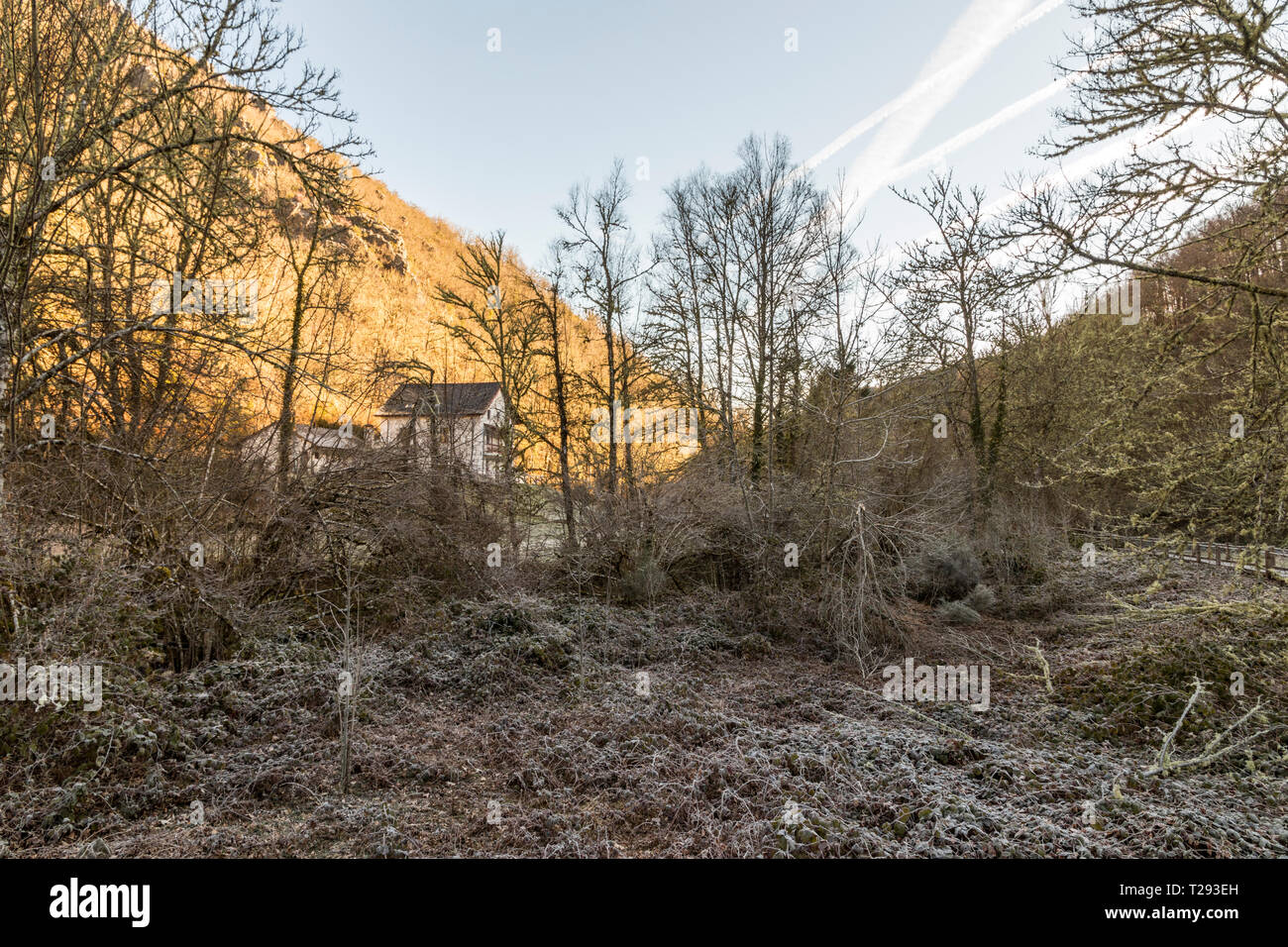 Asturien, Spanien. Eingang des Muniellos Nature Reserve (Reserva natural Integral) an Tablizas Stockfoto