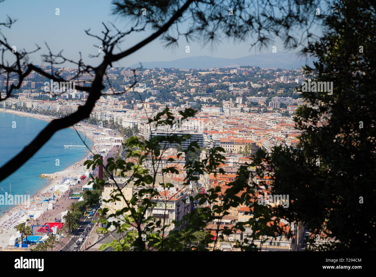 Colline de Chateau Nizza, Frankreich. Blick über Nizza. Stockfoto