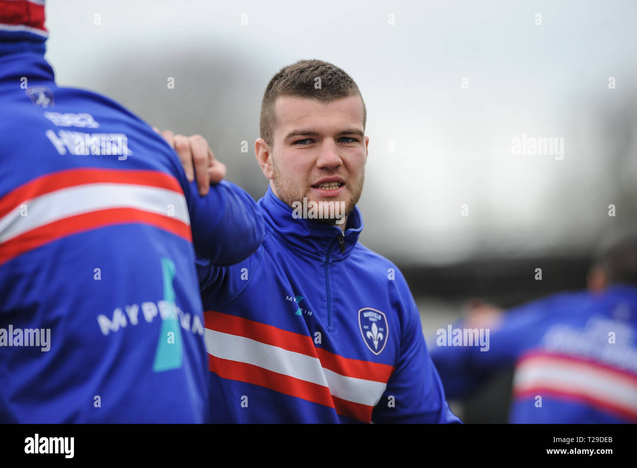 Wakefield, Großbritannien. 31. März 2019. Mobile Rakete Stadion, Wakefield, England; Rugby League Betfred Super League, Wakefield Trinity vs Salford Roten Teufel; Max Jowitt von Wakefield Trinity im Warm-up. Credit: Dean Williams/Alamy leben Nachrichten Stockfoto