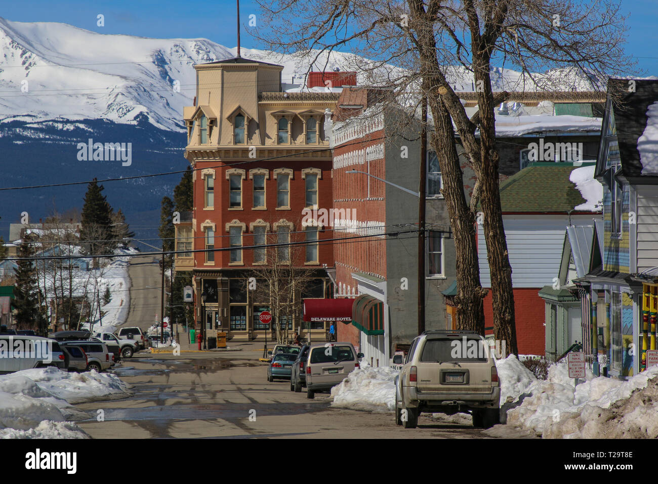 Historische Gebäude in Leadville Kolorado Stockfoto