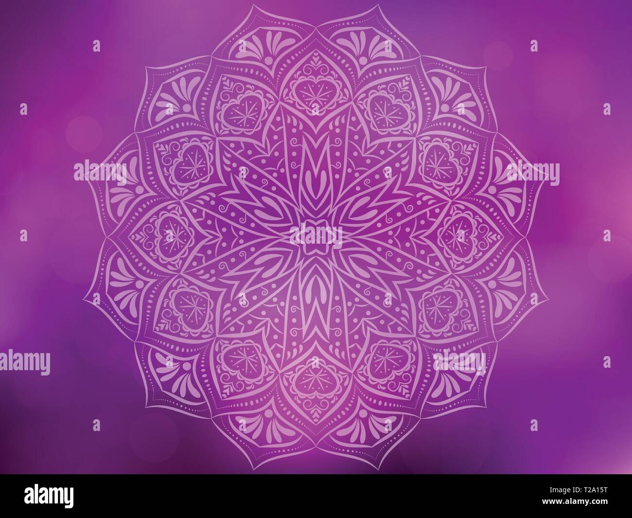 Mandala abstrakte mystischen Hintergrund mit Bokeh. Lila verschwommenen Hintergrund mit Beleuchtung. Vector EPS 10. Stock Vektor