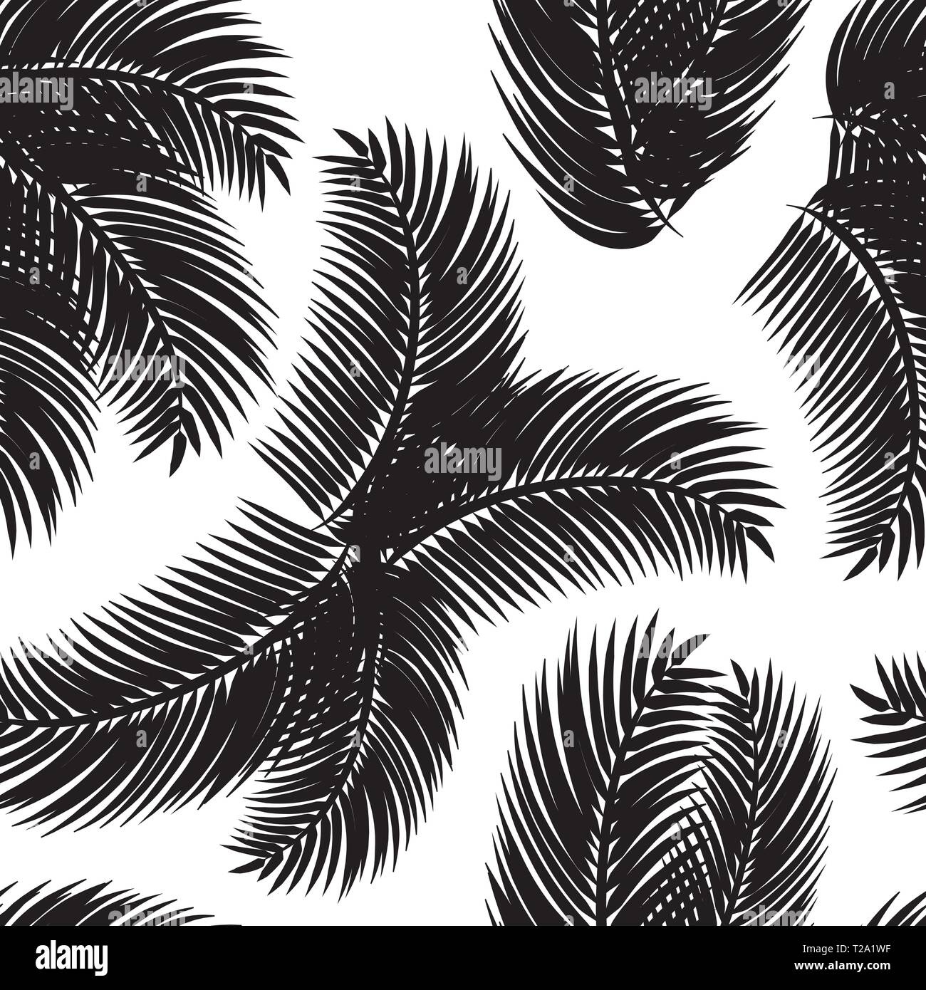 Tropische nahtlose Muster mit Palm Blätter Silhouette, auf weißem Hintergrund. Exotische Textur Hintergrund Design. Vector EPS 10. Stock Vektor