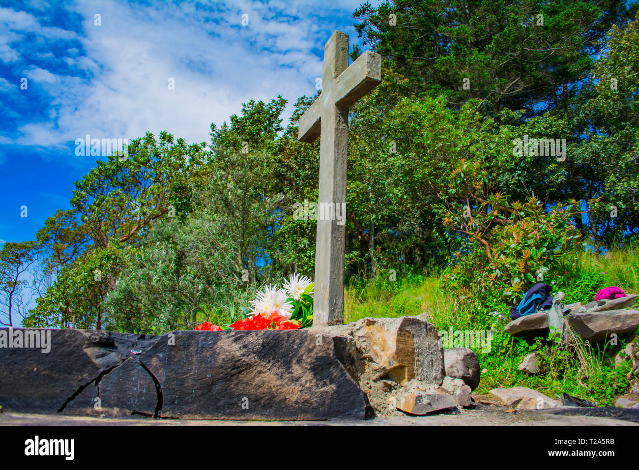 Mirador El granizo lugar Sagrado por los Pueblos Mayas en cajola Xela, Vista Al Gran Valle de los Altos xelaju noj. y los Municipios montañas volcanes Stockfoto