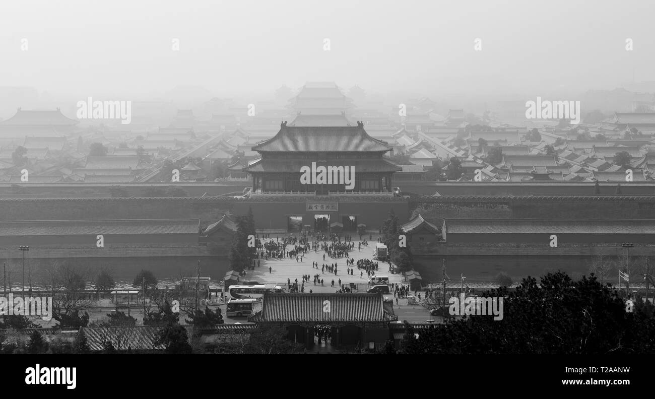 Historische Architektur in der verbotenen Stadt in Peking, China. Stockfoto