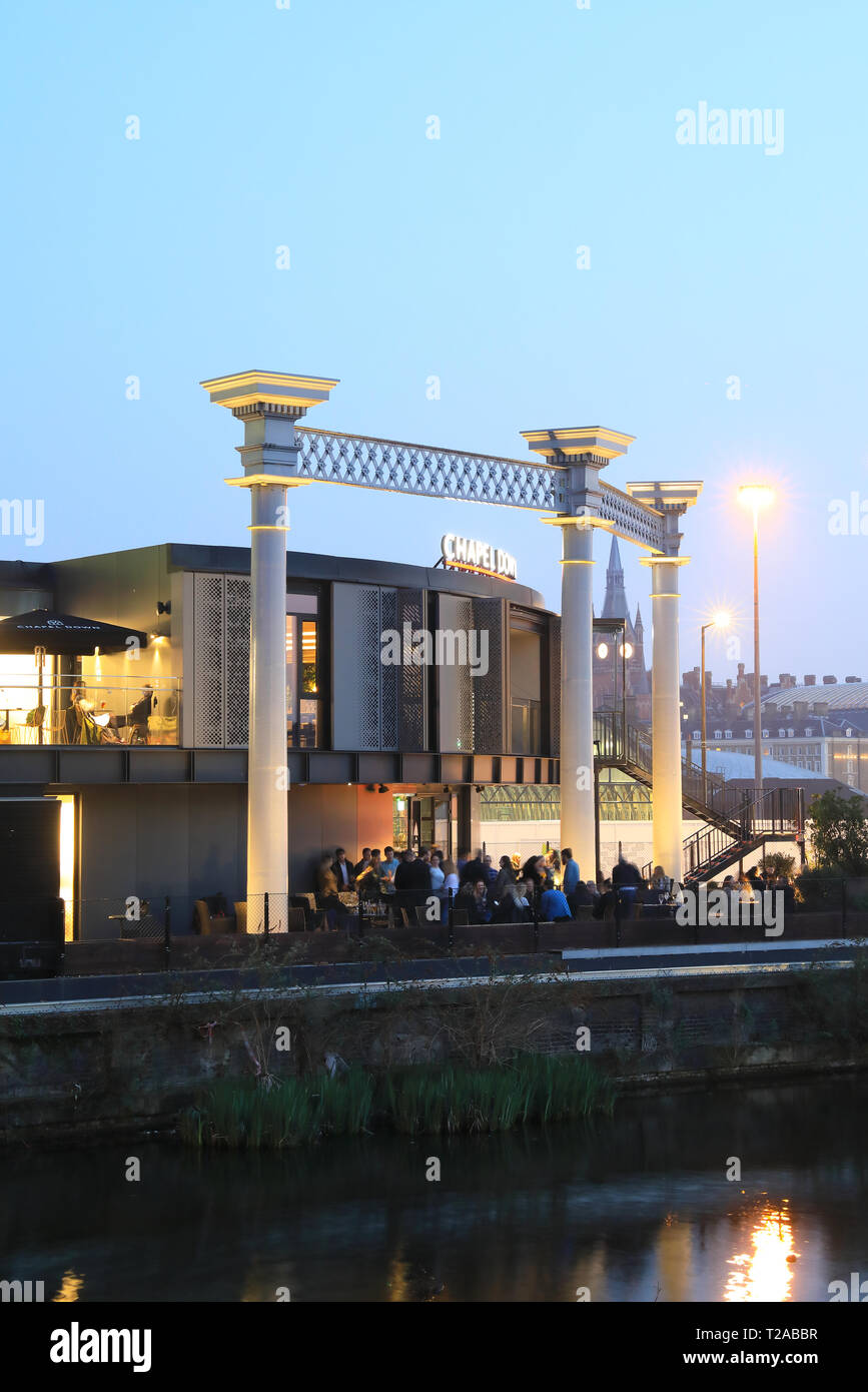 Chapel Down Gin Werke & Restaurant auf Regents Canal, hinter Kings Cross&St Pancras International in London, Großbritannien Stockfoto