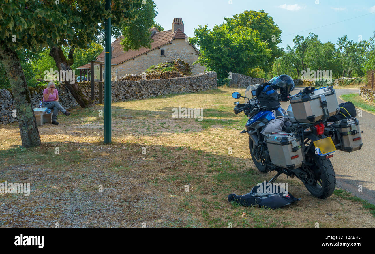 Motorrad Tour Pause Stockfoto