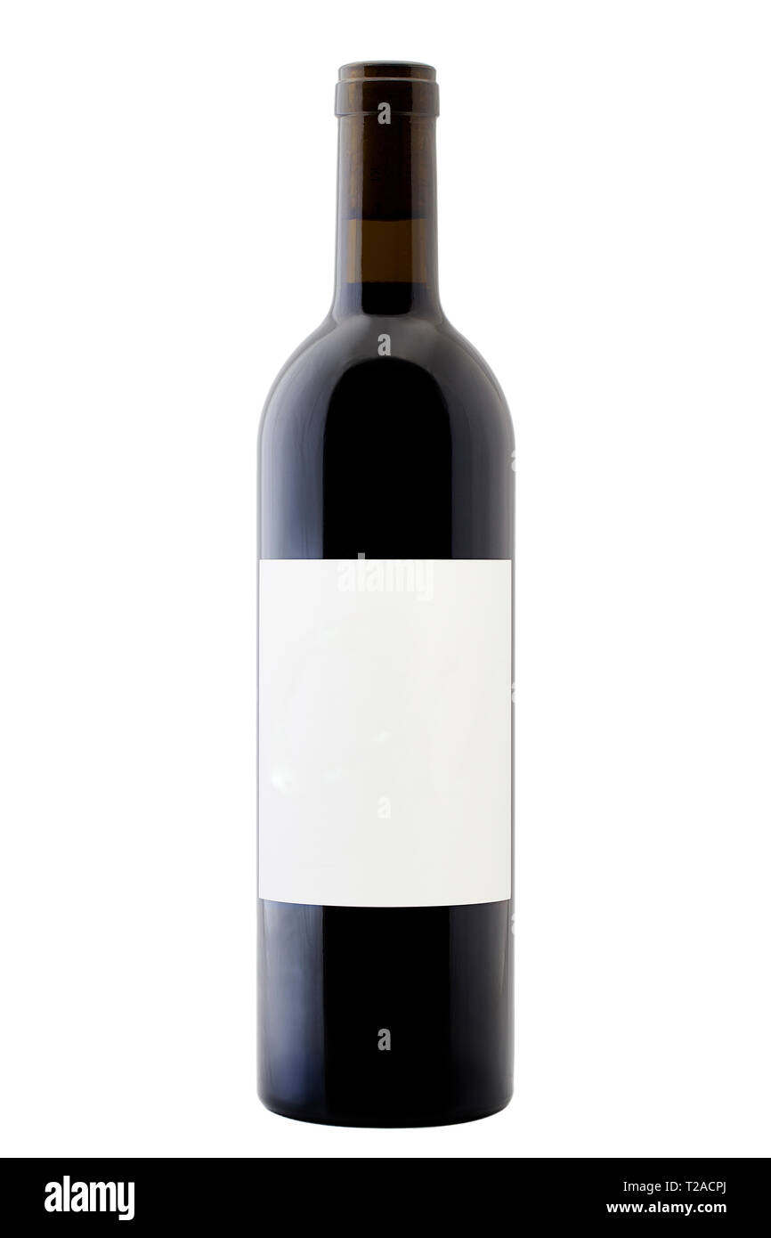 Bordeaux Wein Flasche mit leeres Etikett Stockfoto